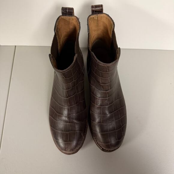 MADEWELL The Ivy Chelsea Boot Croc Embossed Leather Lug Sole Womens Sz 5.5 MA428 - Picture 6 of 11